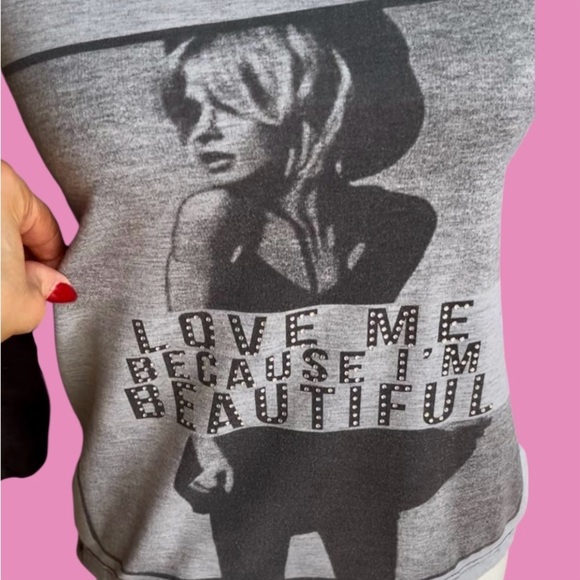 Chic Black and Gray Graphic Long Sleeve Top - Picture 5 of 6